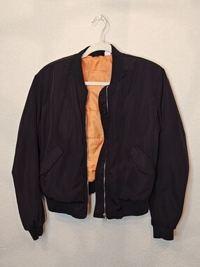H&M Divided Vintage Men's Black Satin Bomber Jacket.  Size Small.  #0124